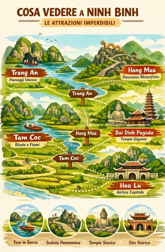 infografica su cosa vedere a ninh binh
