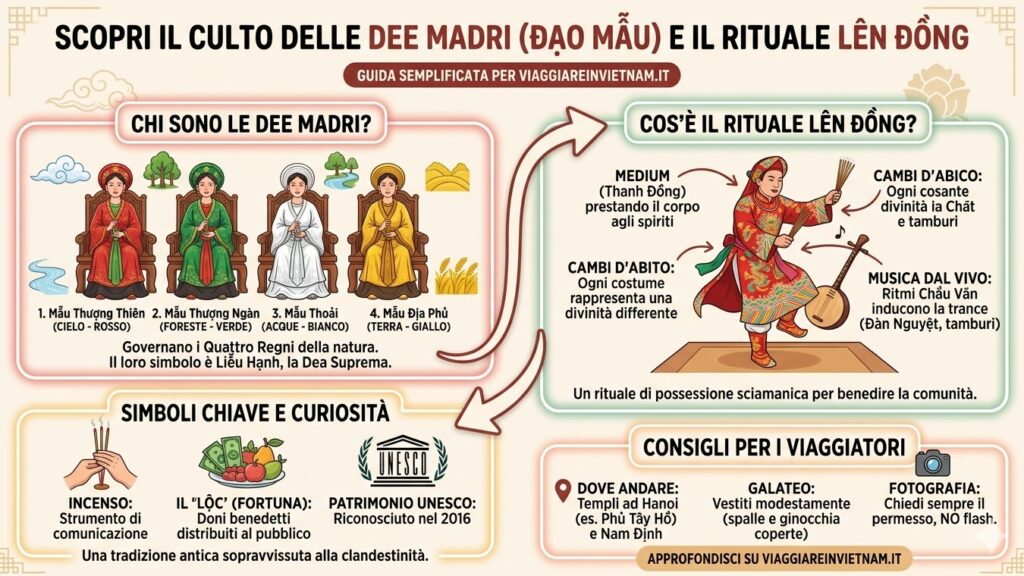 infografica che spiega il culto delle dee madri in vietnam