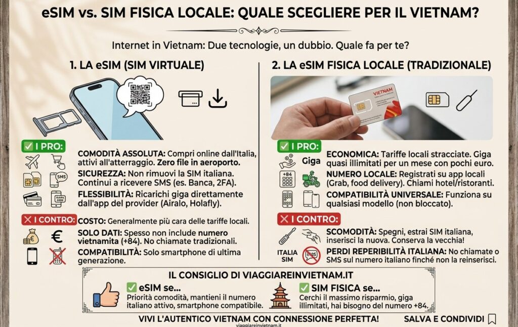 scegliere esim o sim in vietnam per internet