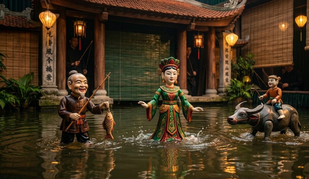 spettacolo delle marionette sull acqua del vietnam